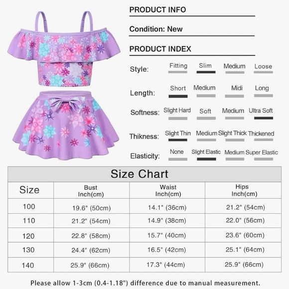 🎈ZhiXuan tong Toddler Girl 2-Piece Bathing Suit, Size 110 (4T), NIP - Picture 7 of 8